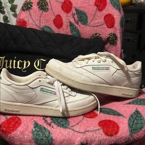 Reebok Cream Sneakers with Green Accents